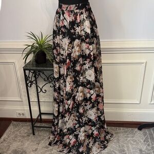 Windsor Floral Maxi Skirt - Black and Pink